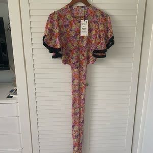 Zara floral tie wrap flowy top